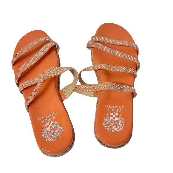 Vince Camuto Sandals Slide Women ~ US 9M Rallsan Strappy Coral Leather NEW - Picture 3 of 10